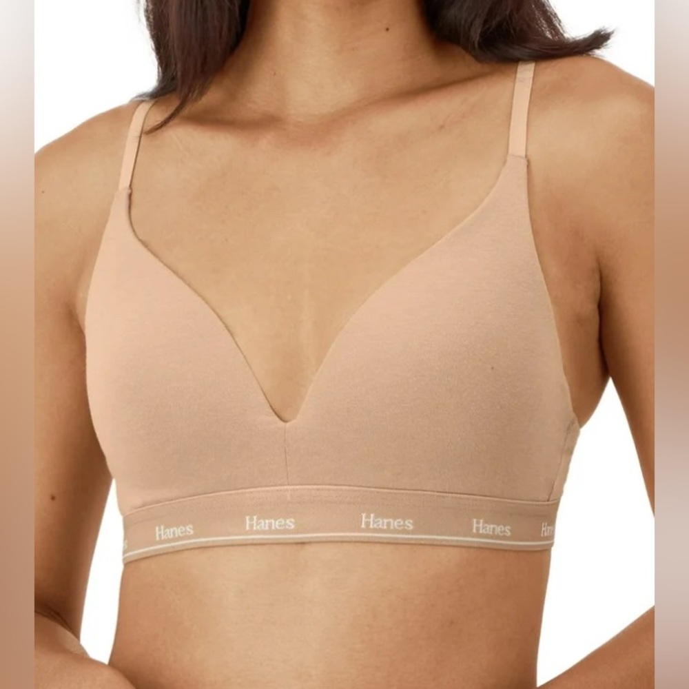 Hanes Originals Wire Free Cotton Contour Stretch Plus Size Bra 2XL New With Tags